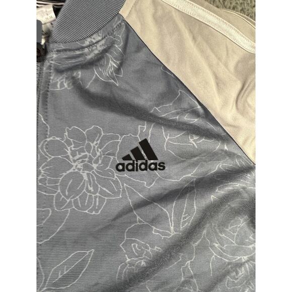 Adidas Floral Print Jacket Women Small Full Zip 3 Stripe - Picture 9 of 12